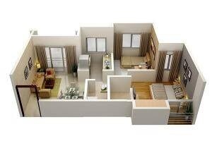 Floor plan of 2 BHK 452 Sq. Ft. Apartment in Samrin Sudama Regency, Thane