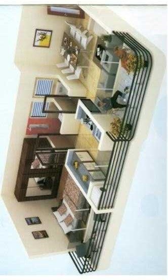 Floor plan of 1 BHK 685 Sq. Ft. Apartment in Sanghvi Shankheshwar Nagar, Thane