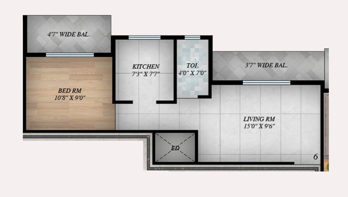 Floor plan of 1 BHK 450 Sq. Ft. Apartment in Sanskruti Pariwas CHS, Thane