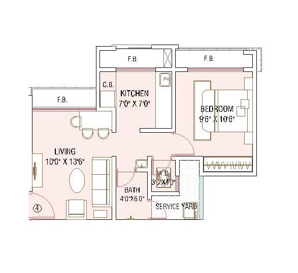 Floor plan of 1 BHK 345 Sq. Ft. Apartment in Saptashree Galaxy, Thane