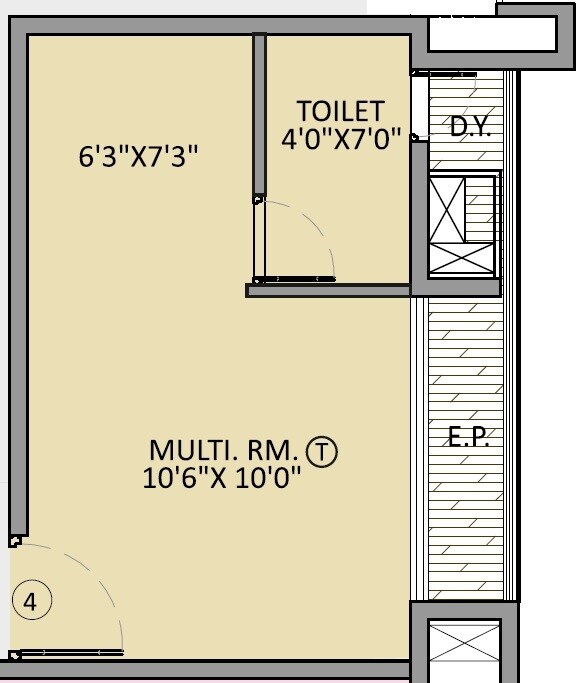 Floor plan of 183 Sq. Ft. Studio in Saptashree Guruprerna, Thane