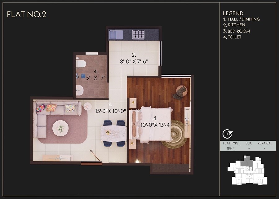 Floor plan of 1 BHK 374 Sq. Ft. Apartment in Sarvashiva Varhaala Heights, Thane