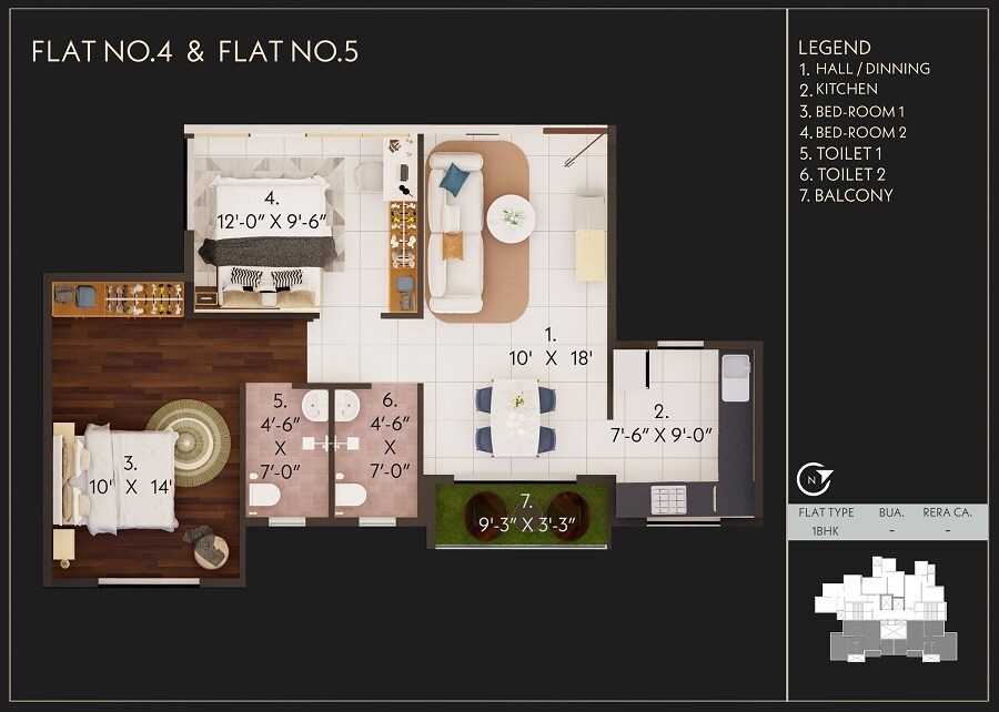 Floor plan of 2 BHK 615 Sq. Ft. Apartment in Sarvashiva Varhaala Heights, Thane