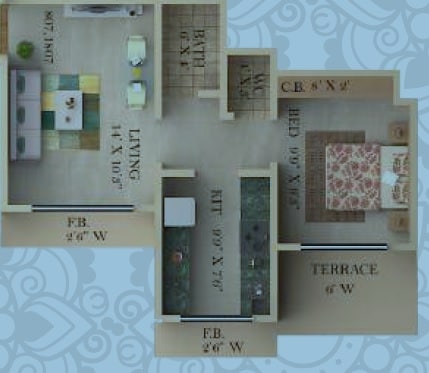 1 BHK 359 Sq. Ft. Apartment