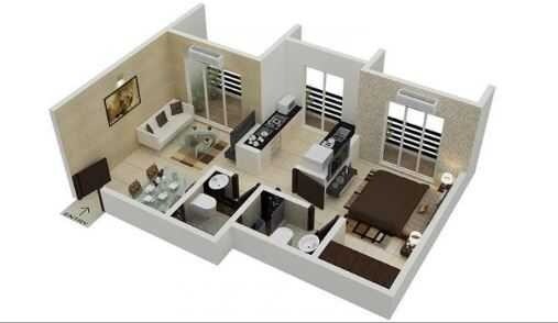 Floor plan of 1 BHK 306 Sq. Ft. Apartment in Sarvoday Square, Thane