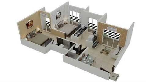 Floor plan of 2 BHK 420 Sq. Ft. Apartment in Sarvoday Square, Thane