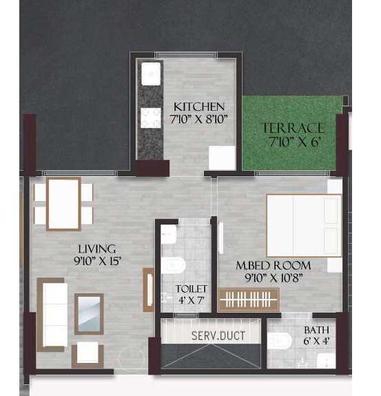 1 BHK 390 Sq. Ft. Apartment