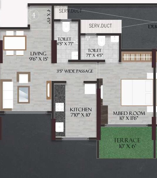 1 BHK 463 Sq. Ft. Apartment