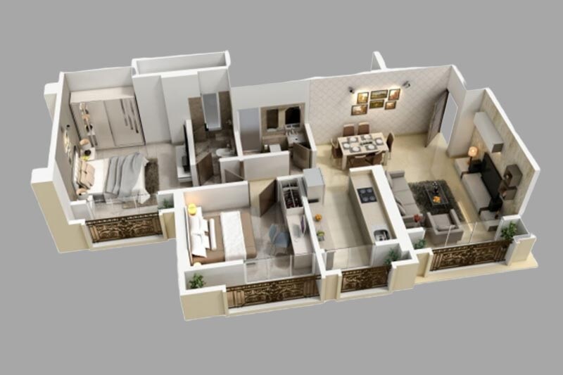 2 BHK 661 Sq. Ft. Apartment