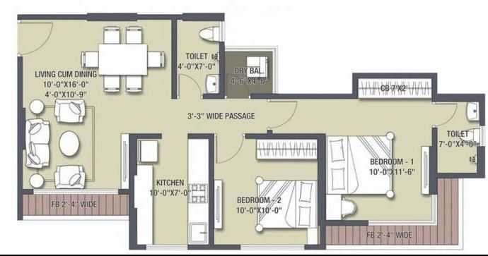2 BHK 564 Sq. Ft. Apartment in Satguru Solitaire