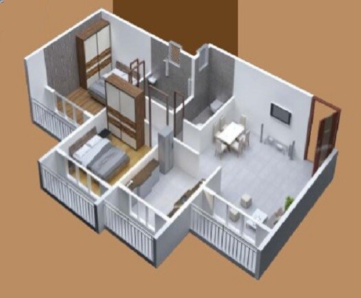 Floor plan of 2 BHK 650 Sq. Ft. Apartment in Satya Pine View, Thane