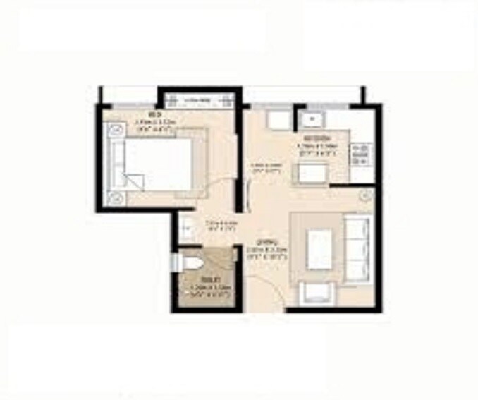 Floor plan of 1 BHK 354 Sq. Ft. Apartment in SBM Sky, Thane