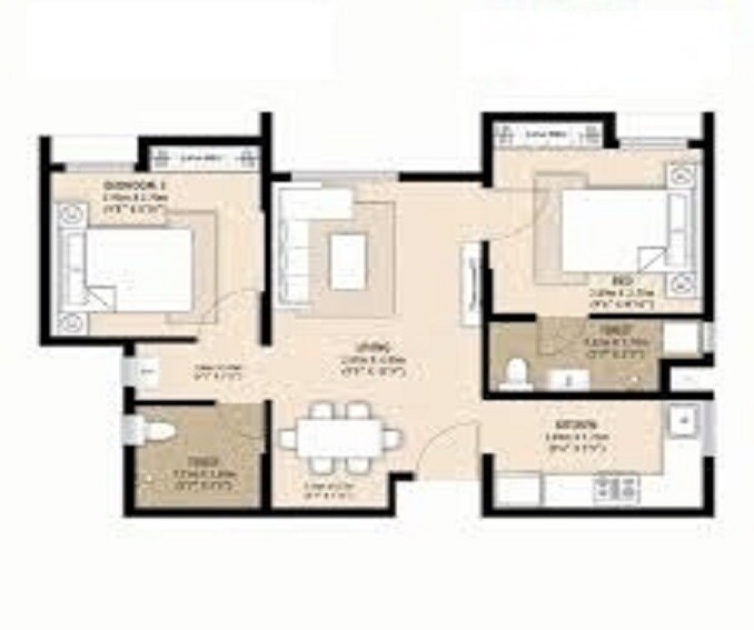 Floor plan of 2 BHK 460 Sq. Ft. Apartment in SBM Sky, Thane