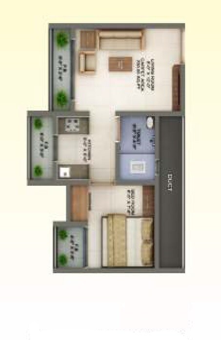 Floor plan of 1 BHK 227 Sq. Ft. Apartment in Seven Apna Ghar Phase 2 Plot A, Thane