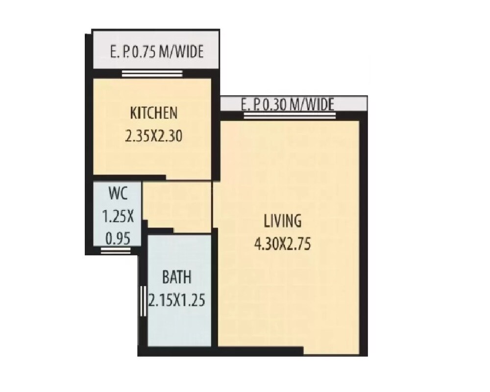 Floor plan of 204 Sq. Ft. Studio in Seven Hill Sky Avenue, Thane