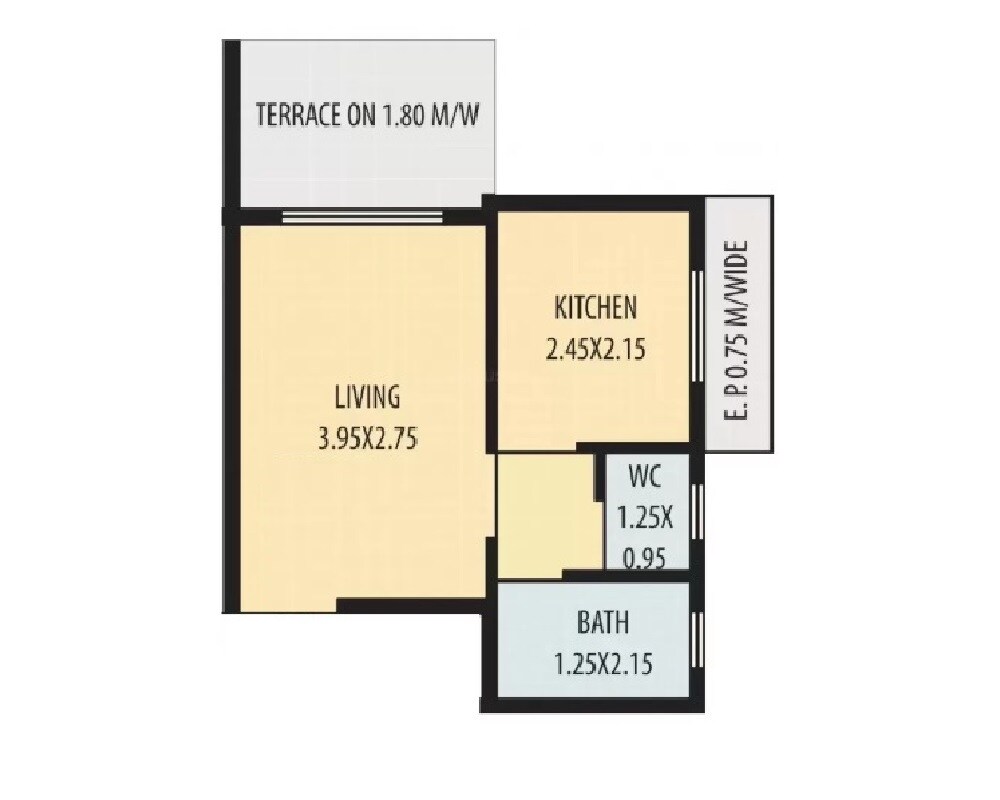 Floor plan of 234 Sq. Ft. Studio in Seven Hill Sky Avenue, Thane