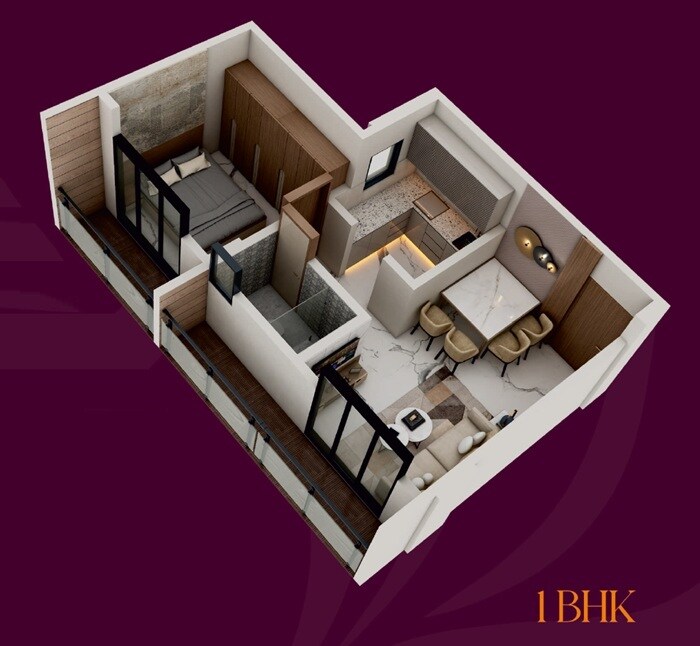 Floor plan of 1 BHK 380 Sq. Ft. Apartment in Shagun Residency Bhiwandi, Thane