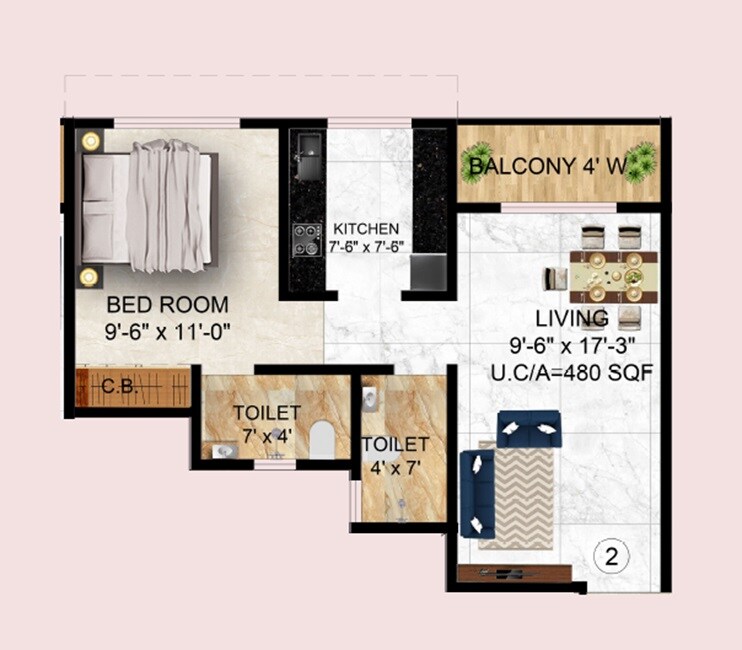 1 BHK 480 Sq. Ft. Apartment