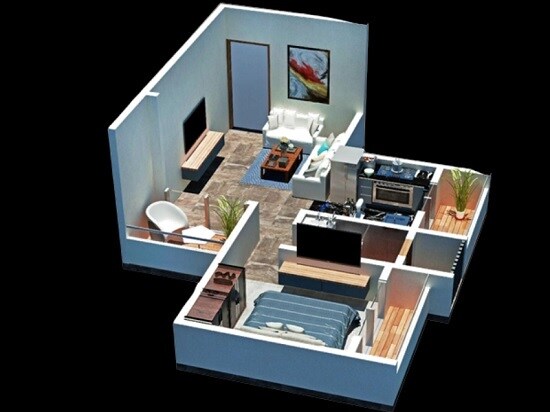 Floor plan of 1 BHK 447 Sq. Ft. Apartment in Shakti Siyara Fortune, Thane