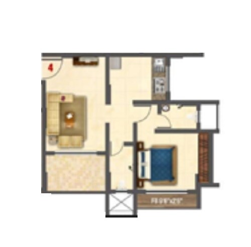 Floor plan of 1 BHK 304 Sq. Ft. Apartment in Shankeshwar Lake View, Thane