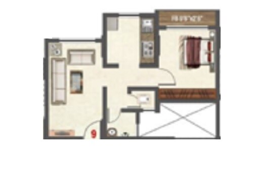 Floor plan of 1 BHK 398 Sq. Ft. Apartment in Shankeshwar Lake View, Thane