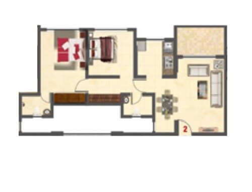 Floor plan of 2 BHK 526 Sq. Ft. Apartment in Shankeshwar Lake View, Thane