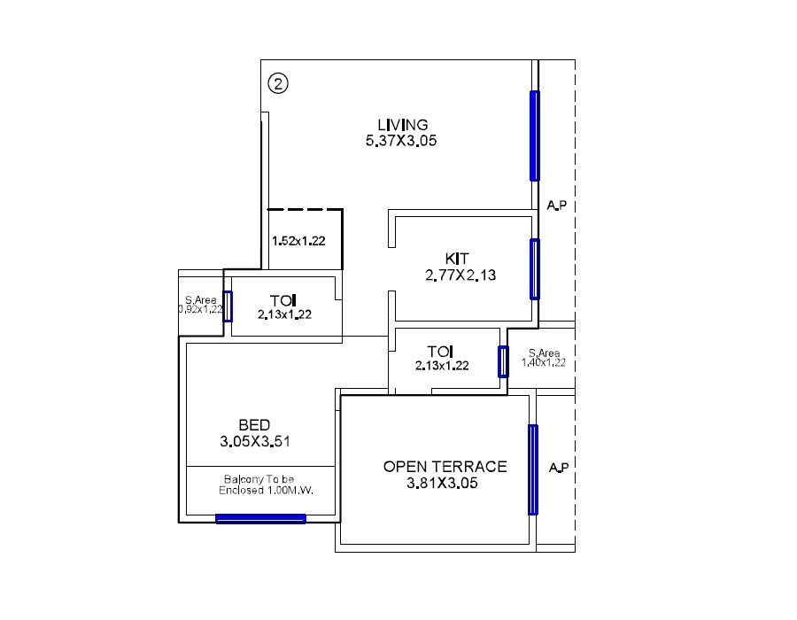 1 BHK 460 Sq. Ft. Apartment