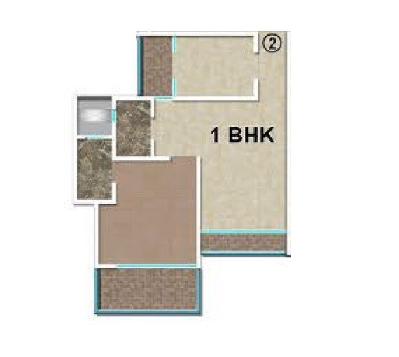 Floor plan of 1 BHK 587 Sq. Ft. Apartment in Shantiratna The Cennet, Thane
