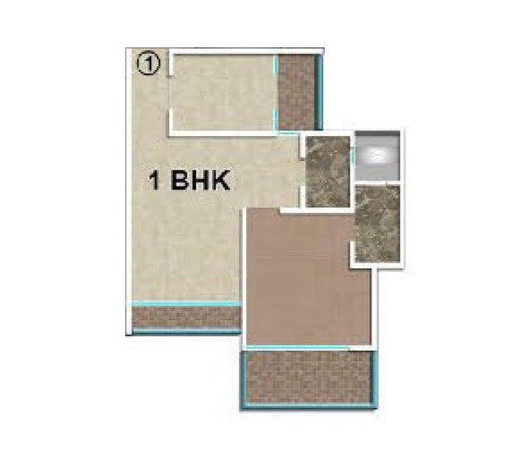 Floor plan of 1 BHK 555 Sq. Ft. Apartment in Shantiratna The Cennet, Thane