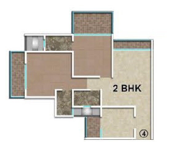 Floor plan of 2 BHK 718 Sq. Ft. Apartment in Shantiratna The Cennet, Thane