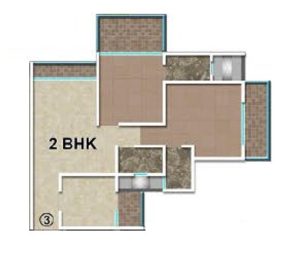 Floor plan of 2 BHK 784 Sq. Ft. Apartment in Shantiratna The Cennet, Thane