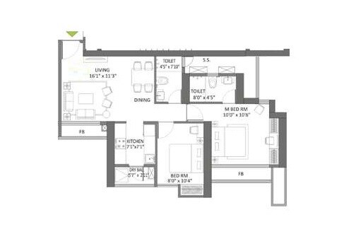 2 BHK 618 Sq. Ft. Apartment