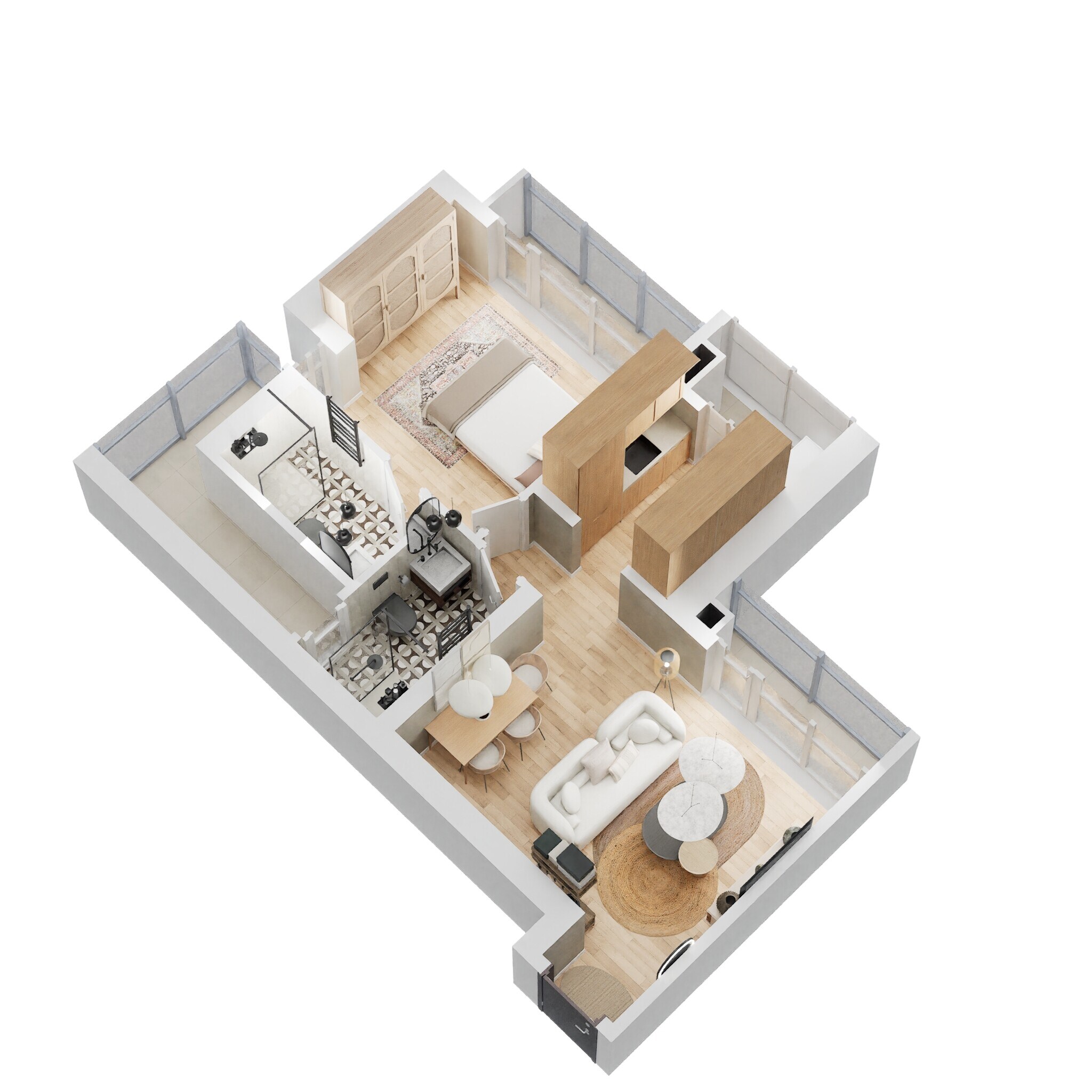 Floor plan of 1 BHK 407 Sq. Ft. Apartment in Shapoorji Pallonji Northern Lights Omega, Thane