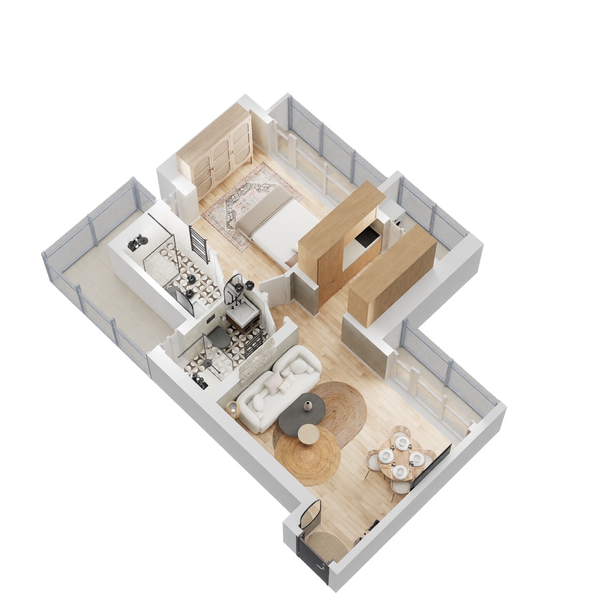 Floor plan of 1 BHK 407 Sq. Ft. Apartment in Shapoorji Pallonji Northern Lights Orion, Thane