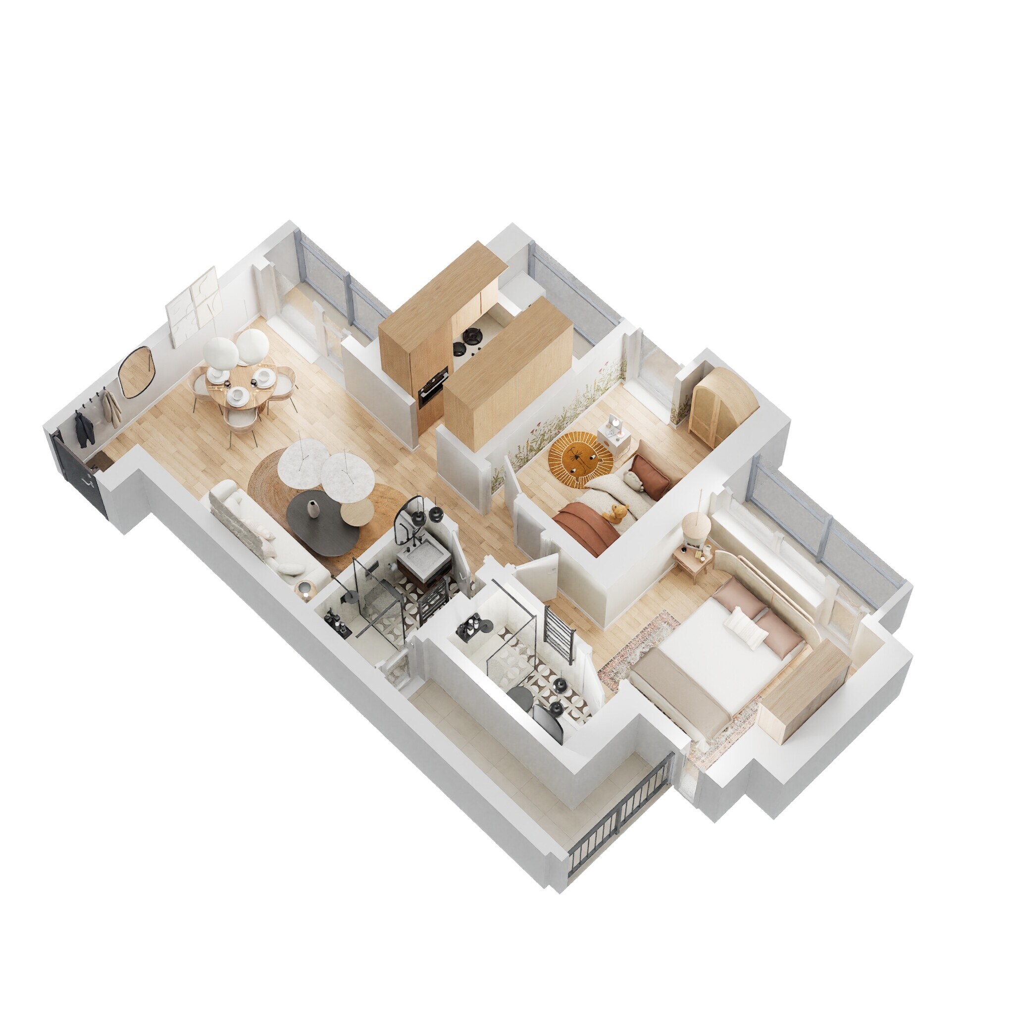 Floor plan of 2 BHK 550 Sq. Ft. Apartment in Shapoorji Pallonji Northern Lights Orion, Thane