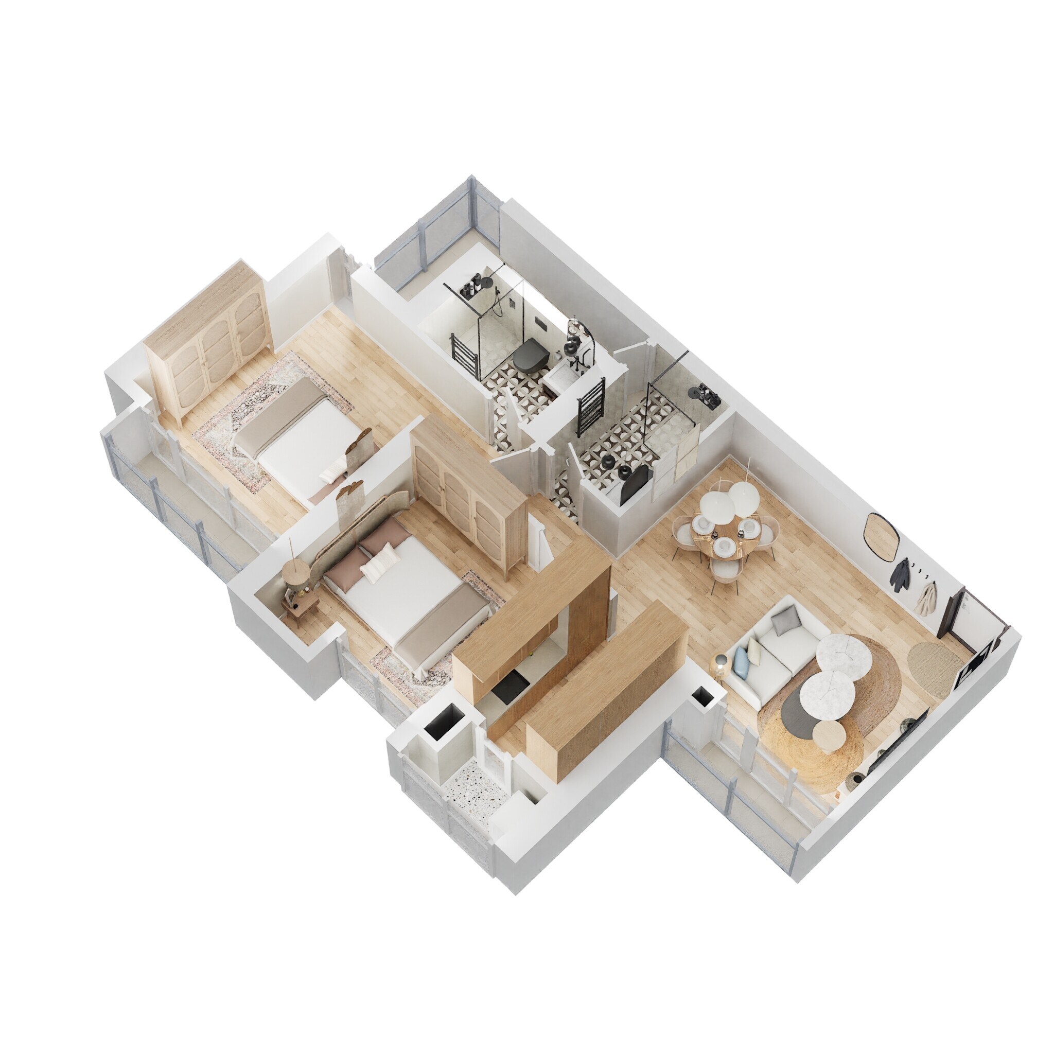 Floor plan of 2 BHK 623 Sq. Ft. Apartment in Shapoorji Pallonji Northern Lights Orion, Thane