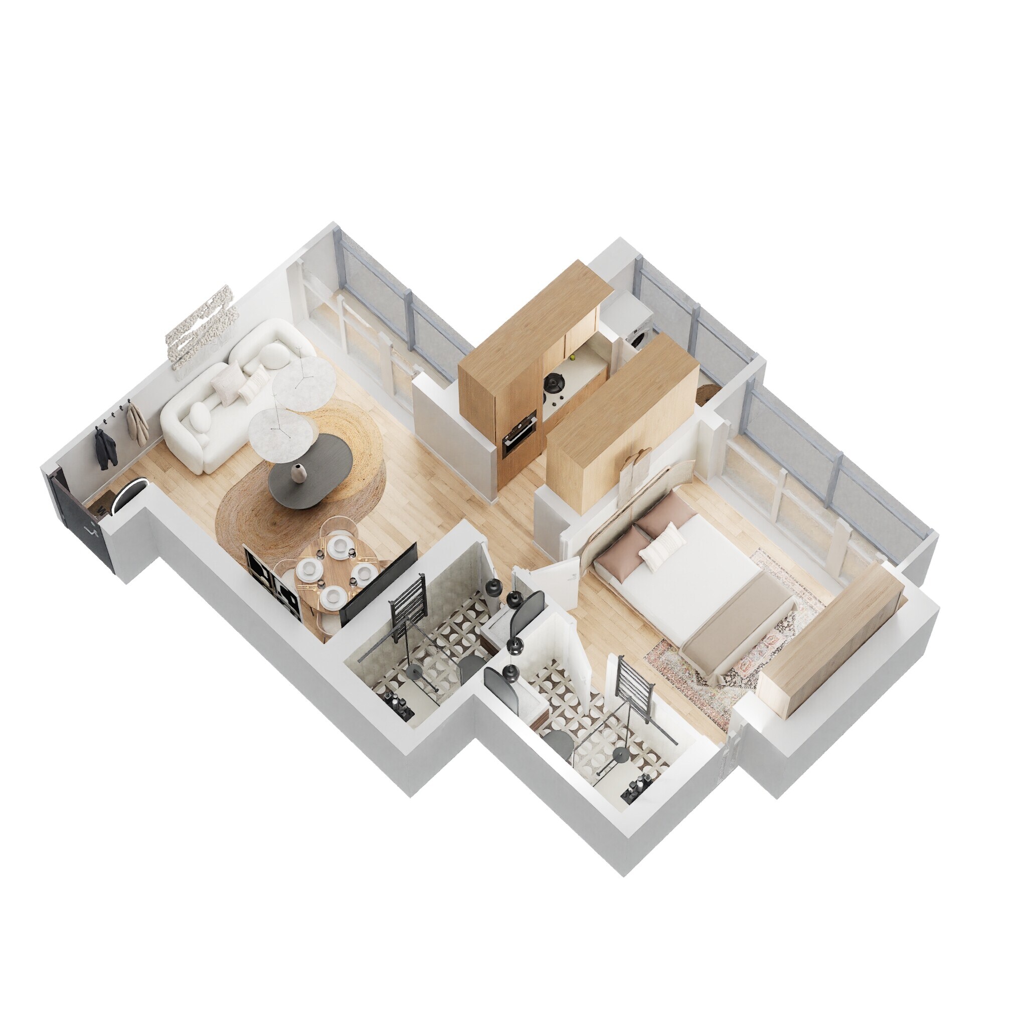 Floor plan of 1 BHK 405 Sq. Ft. Apartment in Shapoorji Pallonji Northern Lights Oyster, Thane