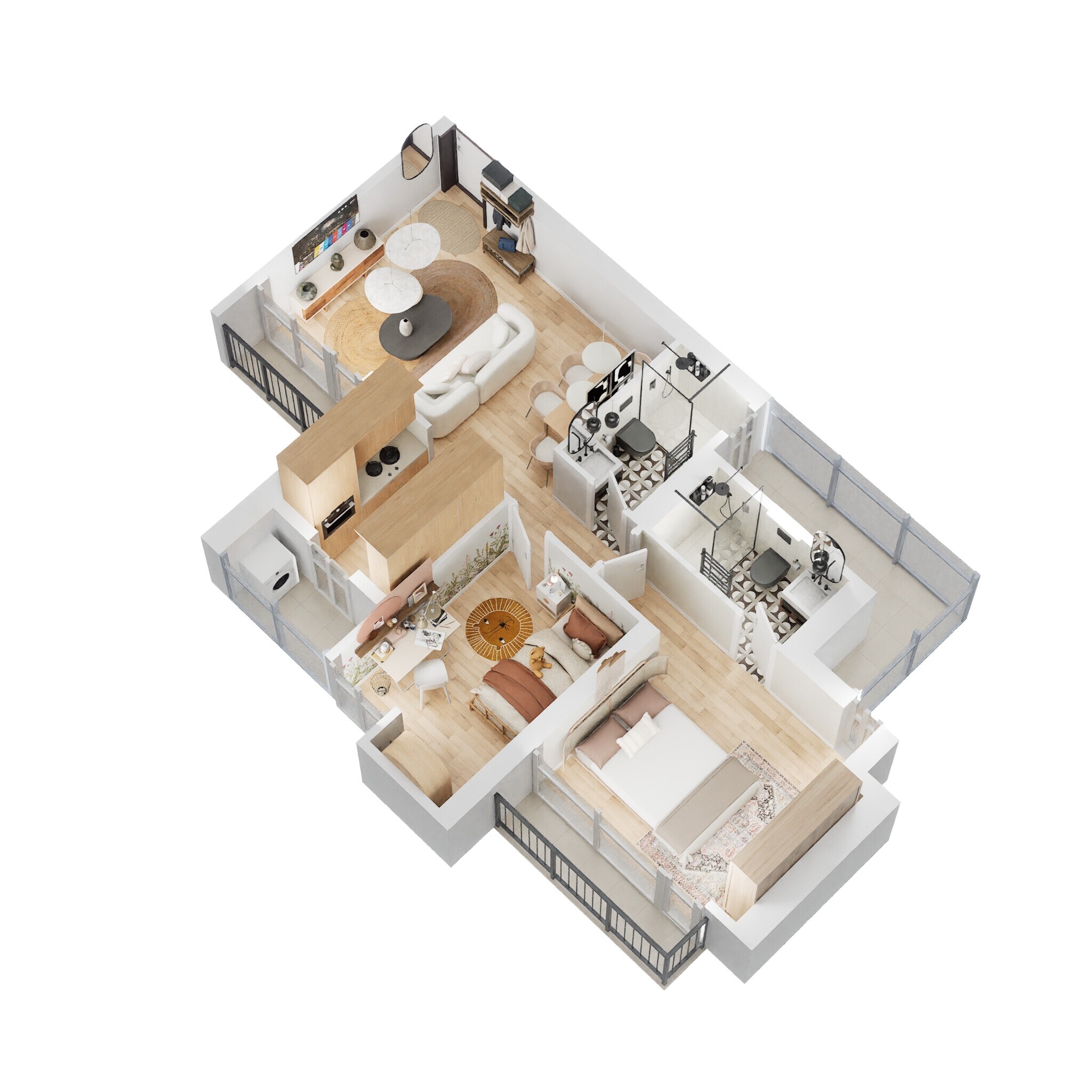 Floor plan of 2 BHK 564 Sq. Ft. Apartment in Shapoorji Pallonji Northern Lights Oyster, Thane