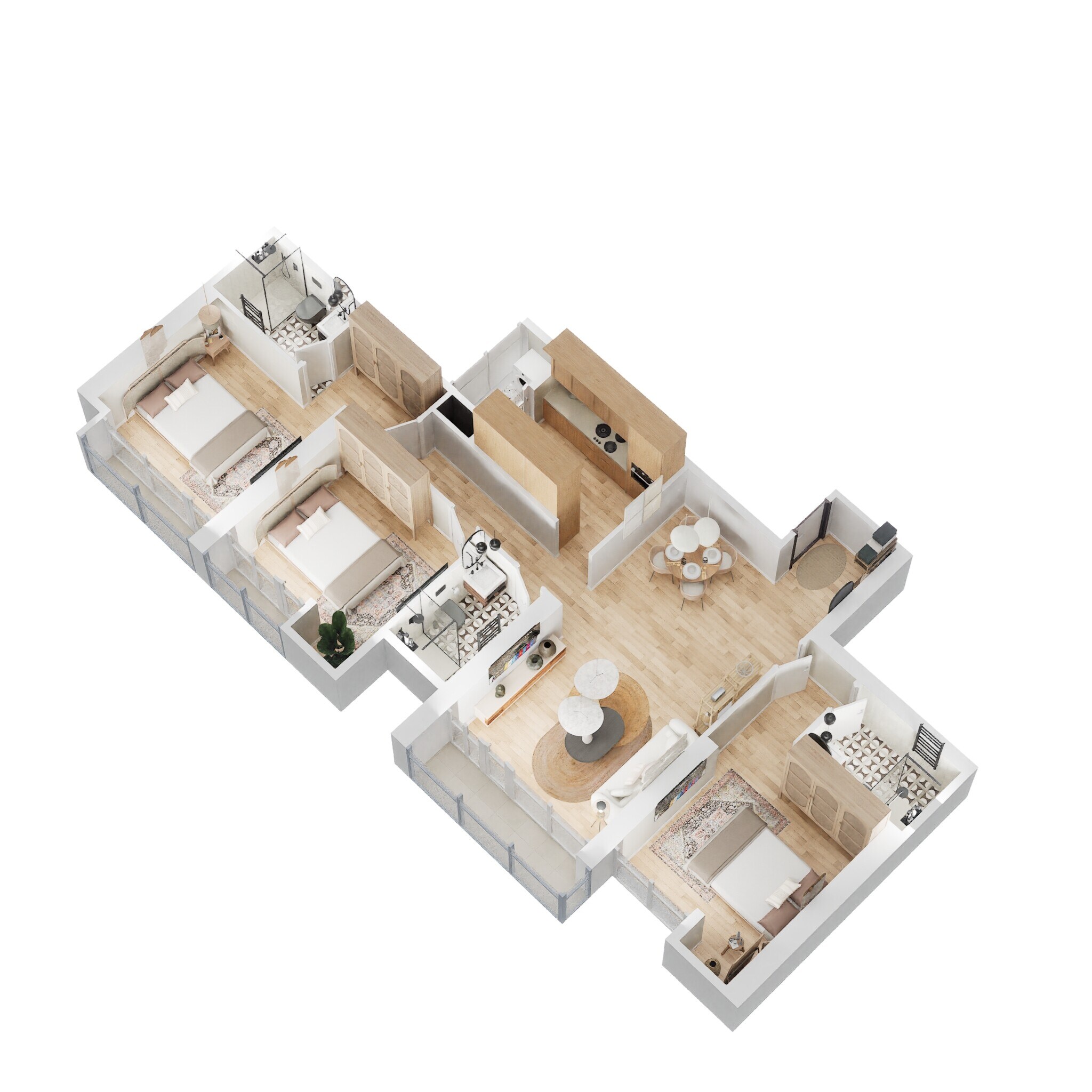 Floor plan of 3 BHK 1004 Sq. Ft. Apartment in Shapoorji Pallonji Northern Lights Oyster, Thane