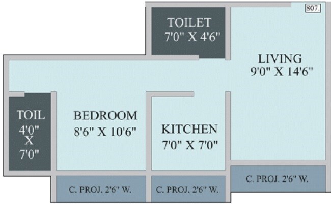 1 BHK 257 Sq. Ft. Apartment