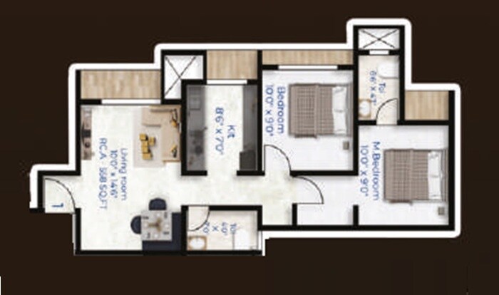 Floor plan of 2 BHK 626 Sq. Ft. Apartment in Shivaay Kartik Enclave, Thane