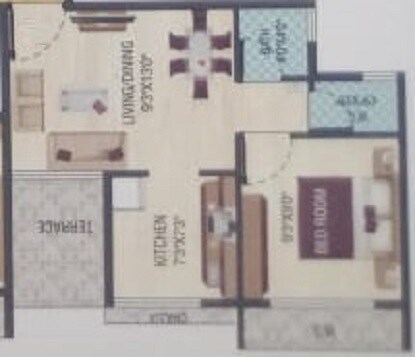 Floor plan of 1 BHK 441 Sq. Ft. Apartment in Shivshakti Manohar Residency, Thane
