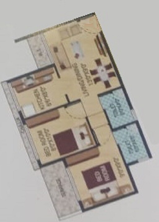 Floor plan of 2 BHK 500 Sq. Ft. Apartment in Shivshakti Manohar Residency, Thane