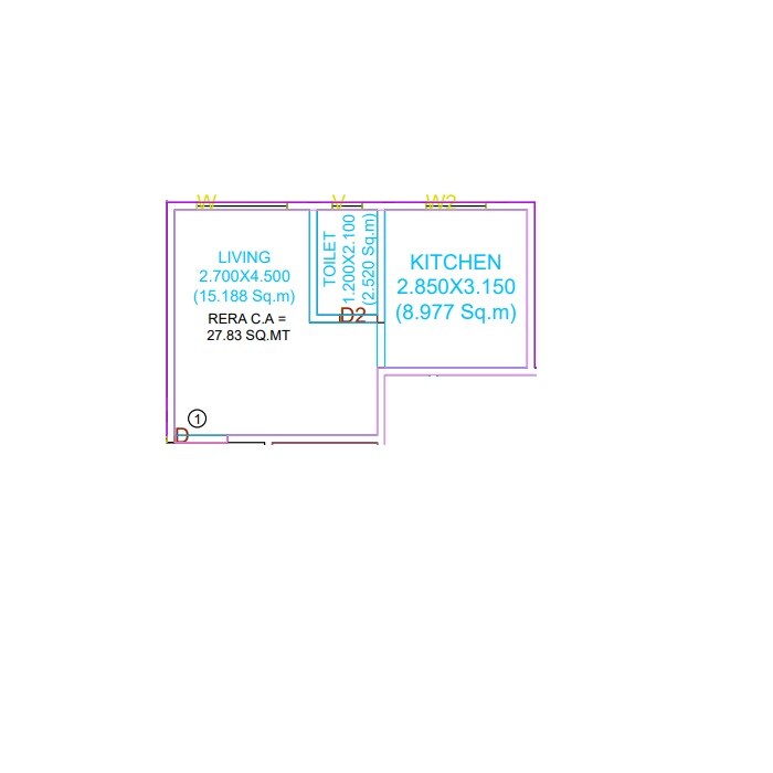 Floor plan of Studio - 300 sq. ft. in Shivshakti Om Narayan Bhuvan CHS, Thane
