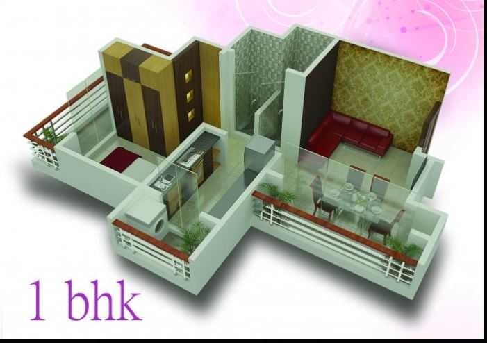 Floor plan of 1 BHK 640 Sq. Ft. Apartment in Shivvishwa Square Height, Thane