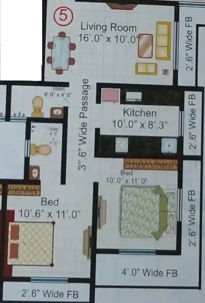 Floor plan of 2 BHK 589 Sq. Ft. Apartment in Shraddha Sai Solitaire, Thane