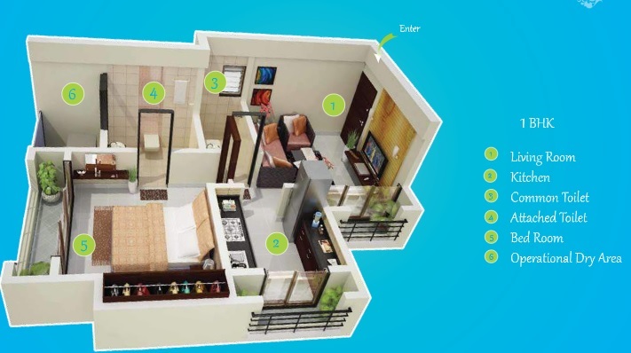 1 BHK 374 Sq. Ft. Apartment in Shree Aasara CHS
