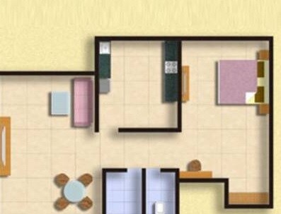Floor plan of 1 BHK 595 Sq. Ft. Apartment in Shree Avenue Complex, Thane