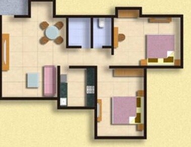 Floor plan of 2 BHK 900 Sq. Ft. Apartment in Shree Avenue Complex, Thane