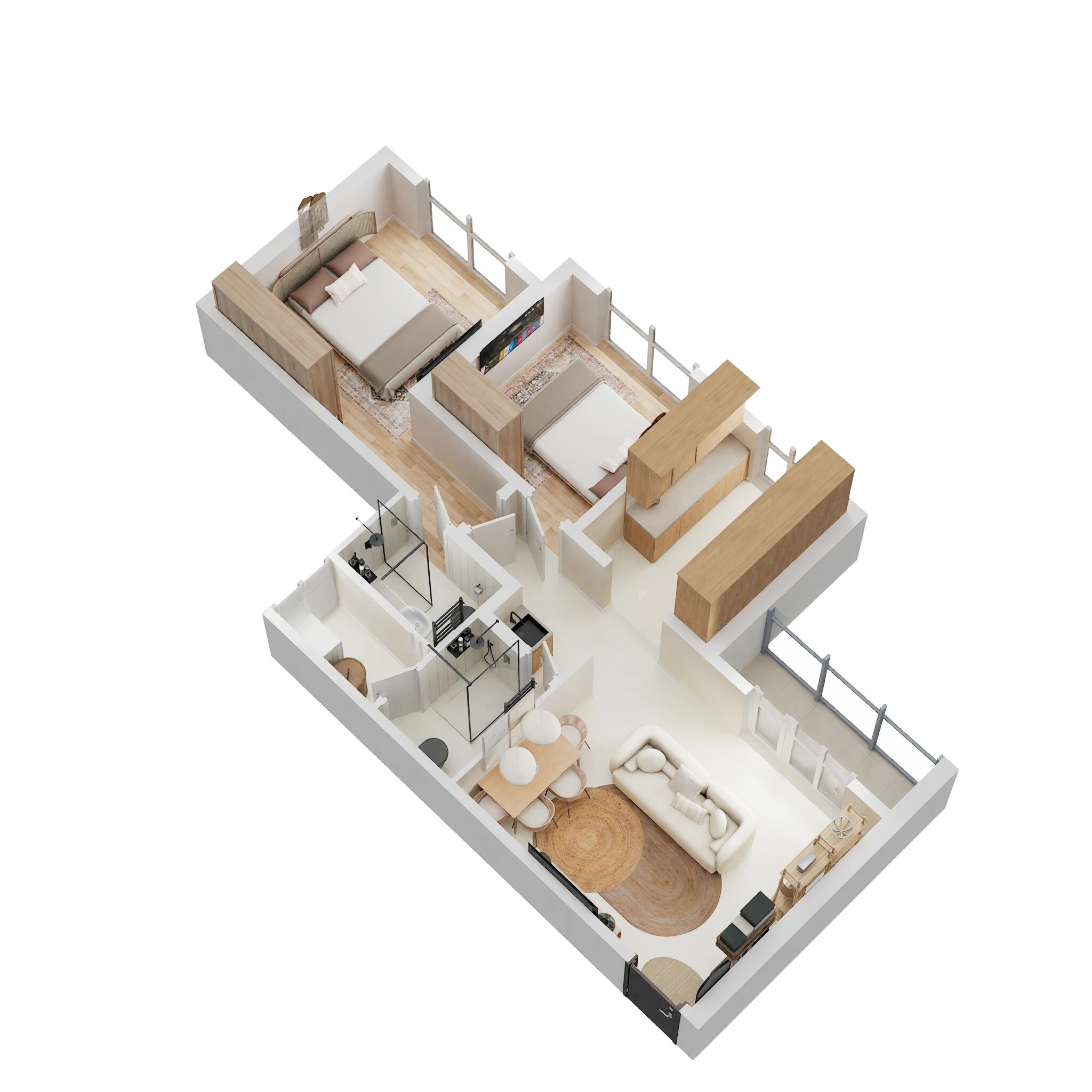 Floor plan of 2 BHK 650 Sq. Ft. Apartment in Shree Balaji Sarvoday, Thane